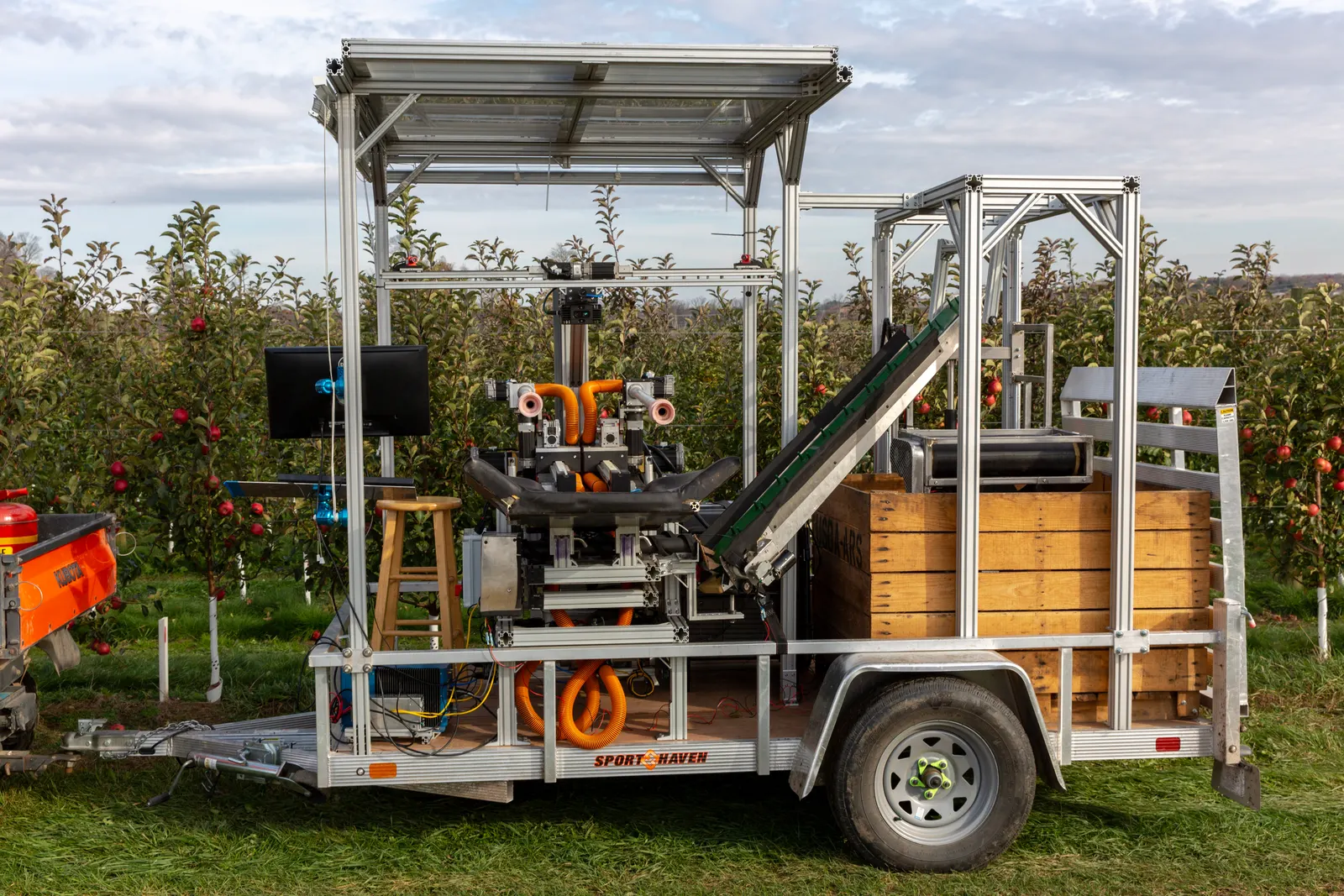 AgriDynamics Apple Picking Robot in an orchard