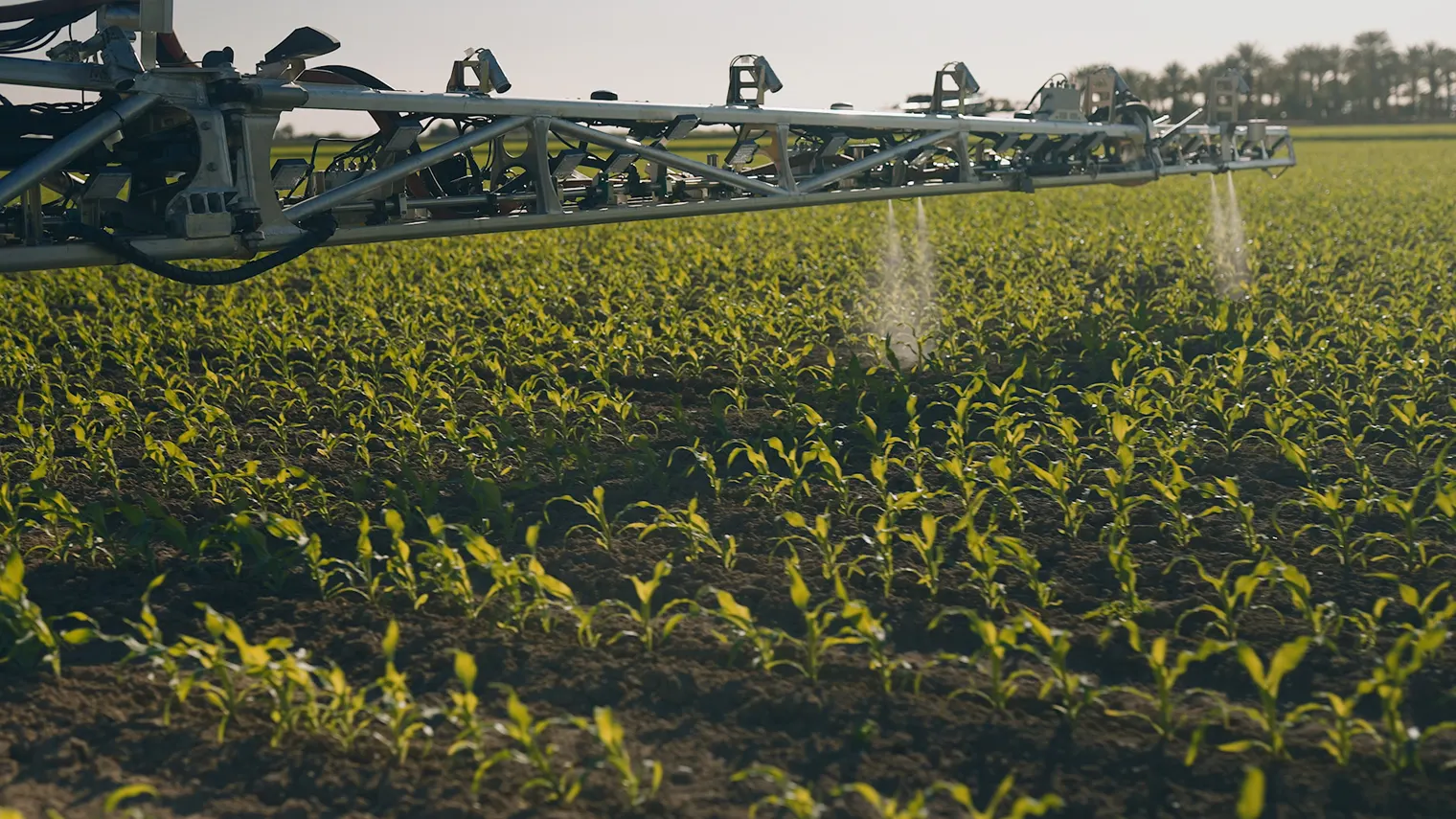 Greeneye selective-spray kit on a boom sprayer