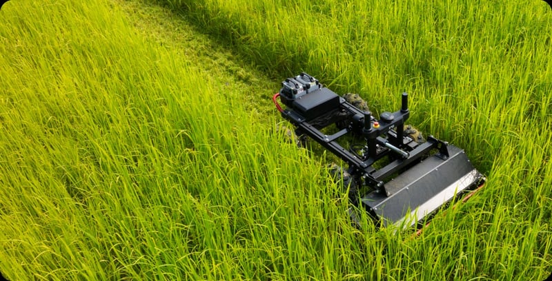 XAG RM80 mowing robot cutting tall grass